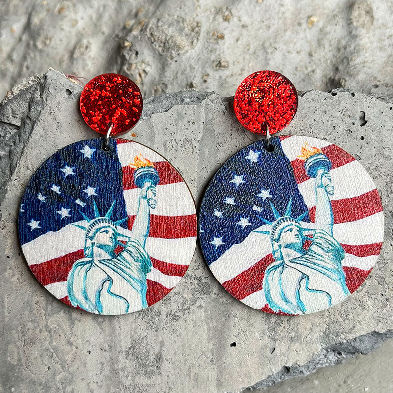 Wholesale 2Pairs/Pack Independence Day Wood Earrings