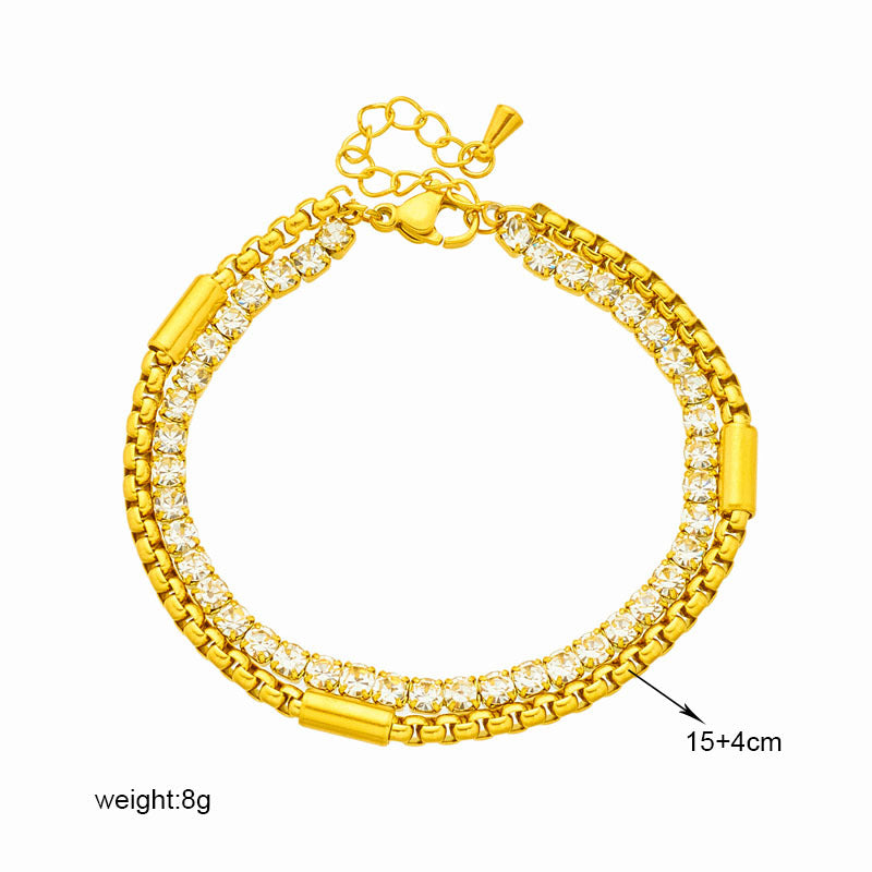 Wholesale Diamond-encrusted Multi-layered Titanium Steel Bracelets