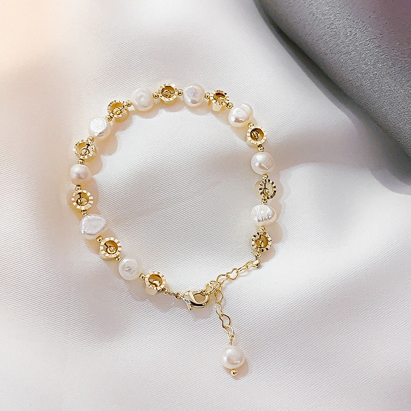 Wholesale Baroque Pearl Metal Bracelet