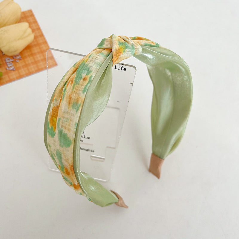 Diadema de tela anudada de banda ancha al por mayor