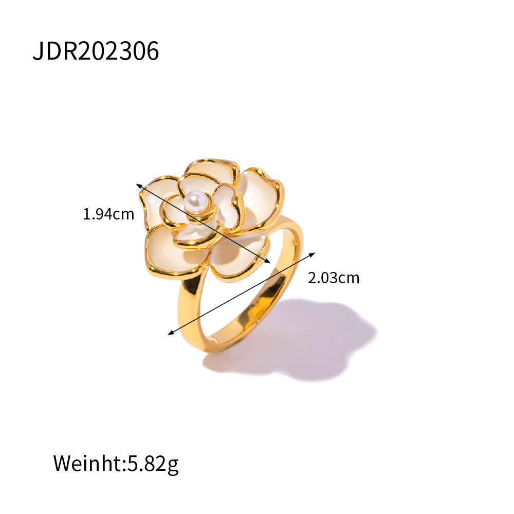 Anillos De Cobre De Camelia De Esmalte De Oro De 18k Al Por Mayor