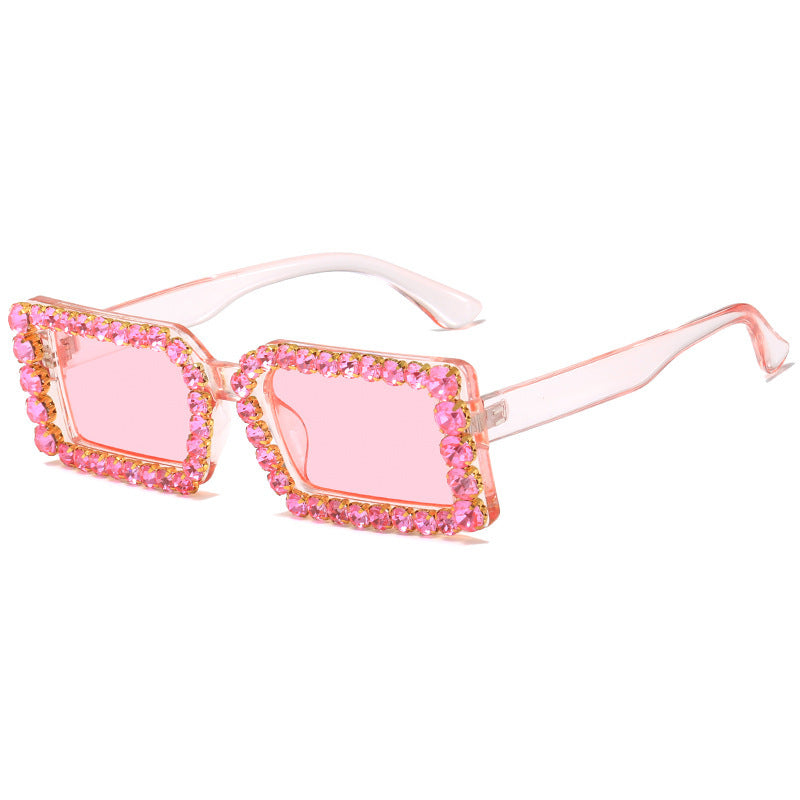 Venta al por mayor PC Gafas de sol de marco pequeño con diamantes