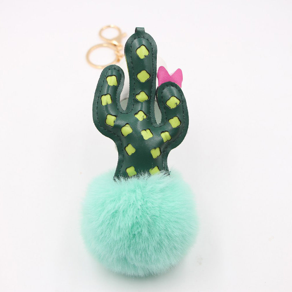 Wholesale Cactus Alloy Fur Ball Keychain