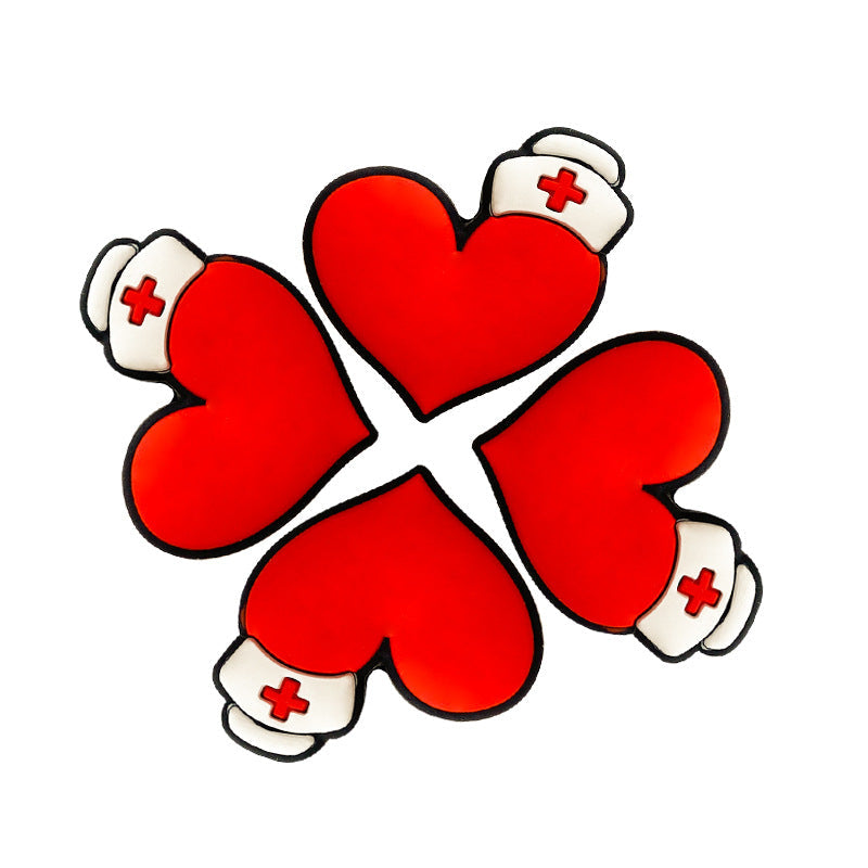 Venta al por mayor 20×30MM Gorro de enfermera Love Heart DIY Cuentas de silicona 10pcs
