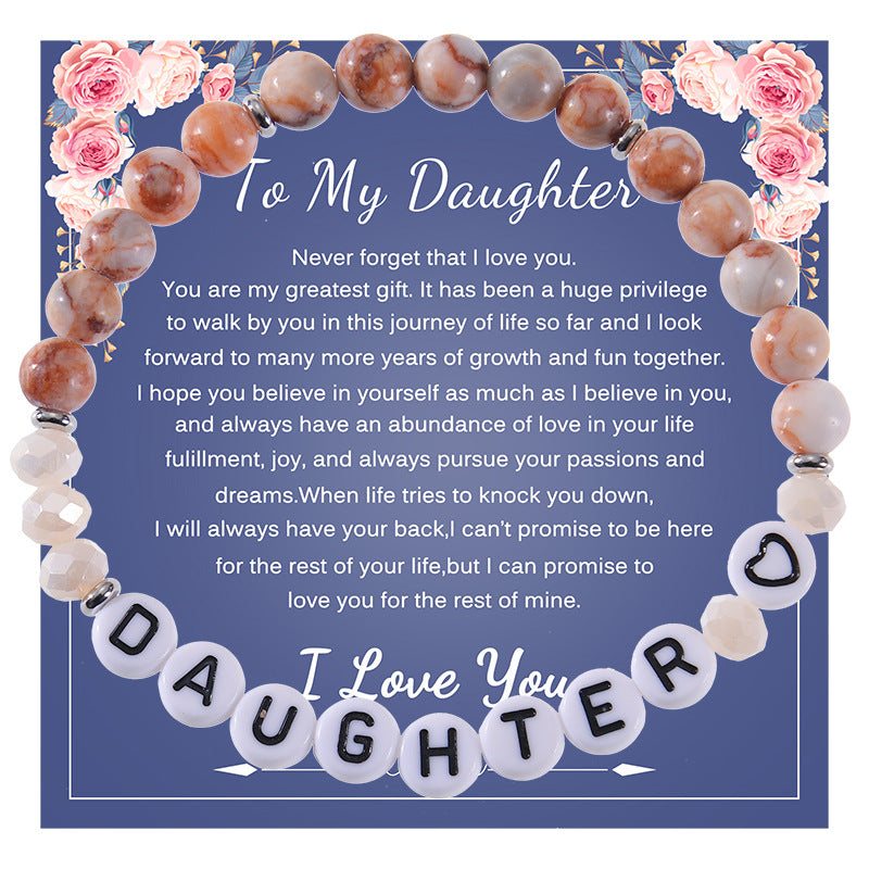 Wholesale Mother's Day Alphabet Natural Stone Beaded Bracelet