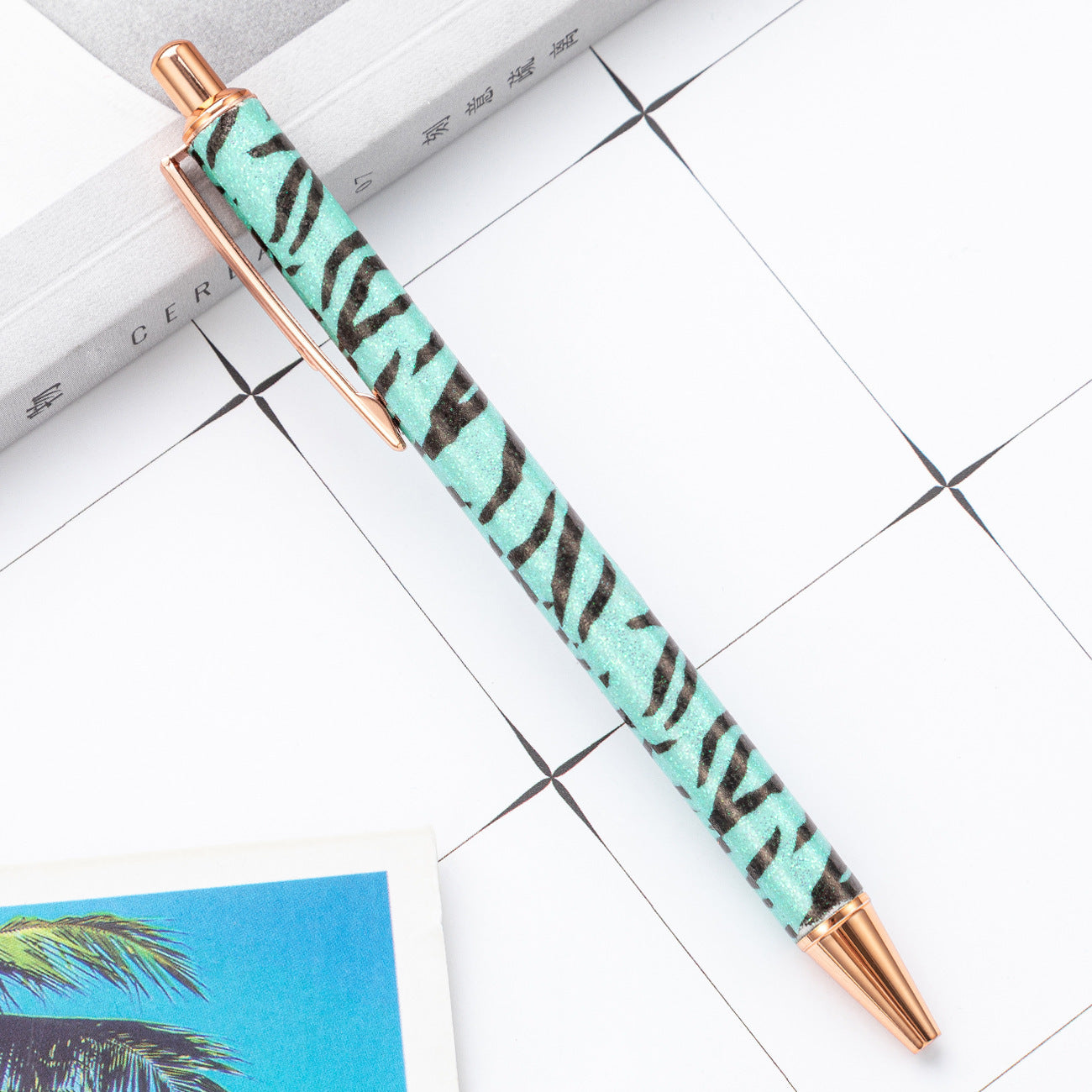Wholesale Metal Zebra Pattern Gold Powder Bouncing Ballpoint Pen