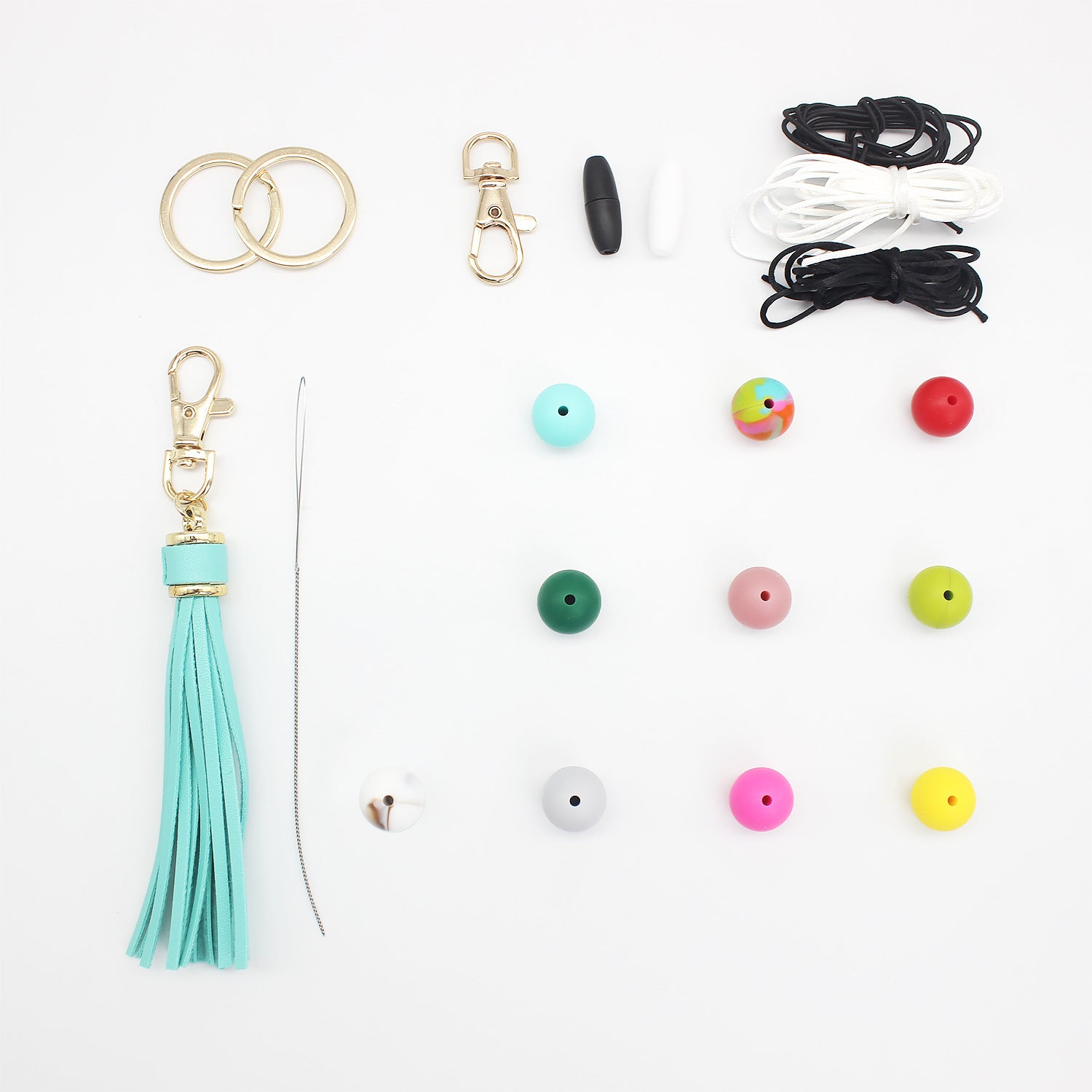 Venta al por mayor de cuentas de silicona DIY llavero de muñeca 15 rejillas