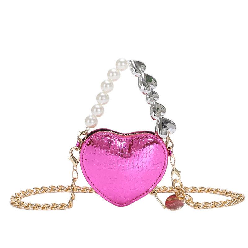 Venta al por mayor PU Love Mini Small Bag Pearl Messenger Bag