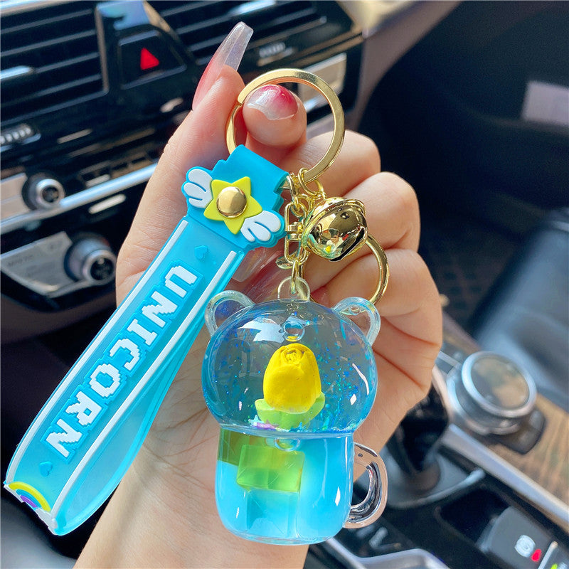 Llavero de botella flotante de tulipanes acrílicos acrílicos al por mayor