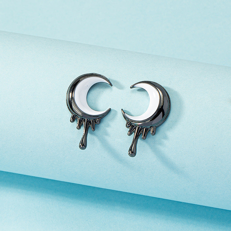 Wholesale Punk Diablo Melting Moon Alloy Earrings