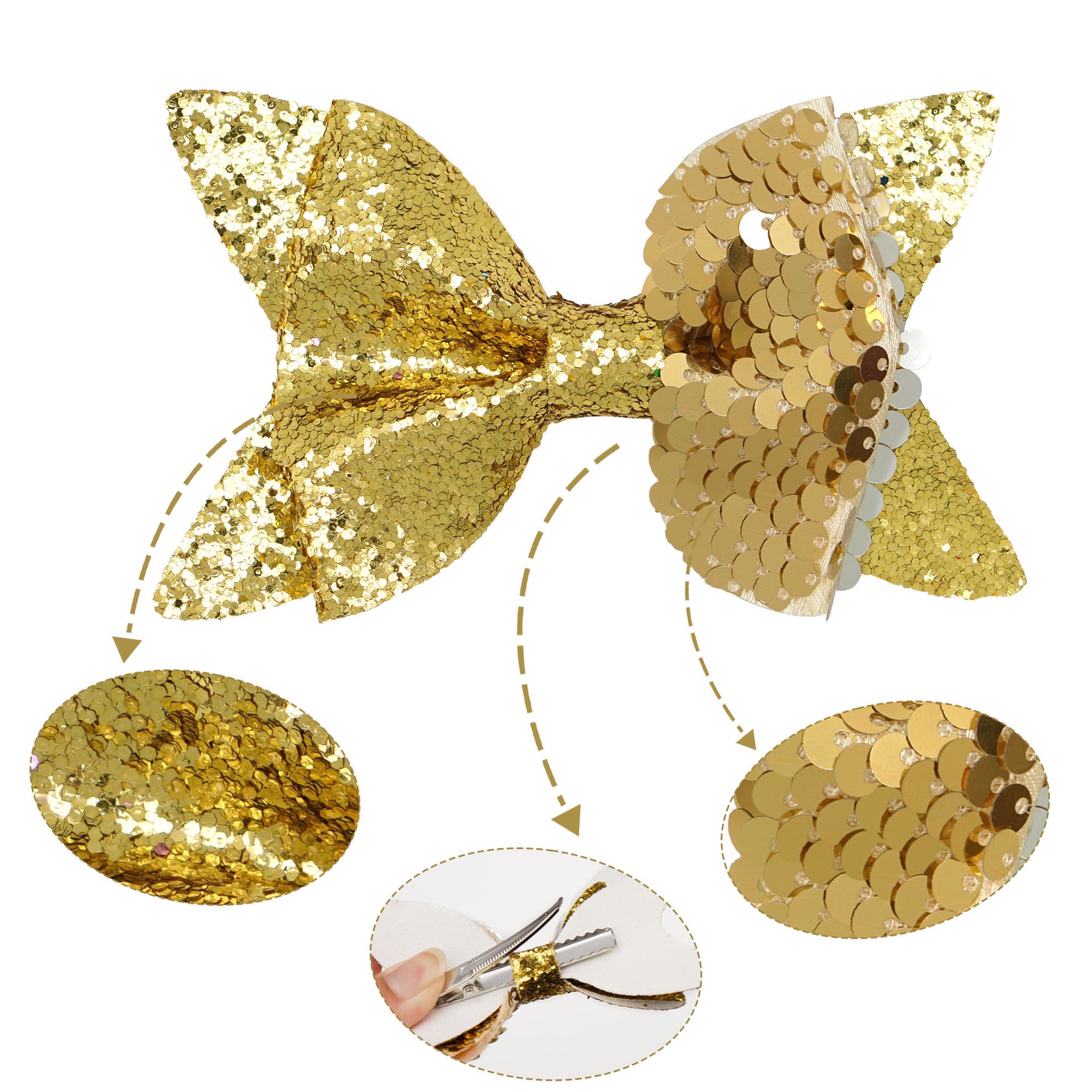 Wholesale Sequin Bow Glitter Hair Clips