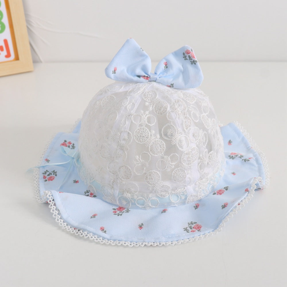 Wholesale Sun Hat Lace Bow Kids Cotton Bucket Hat