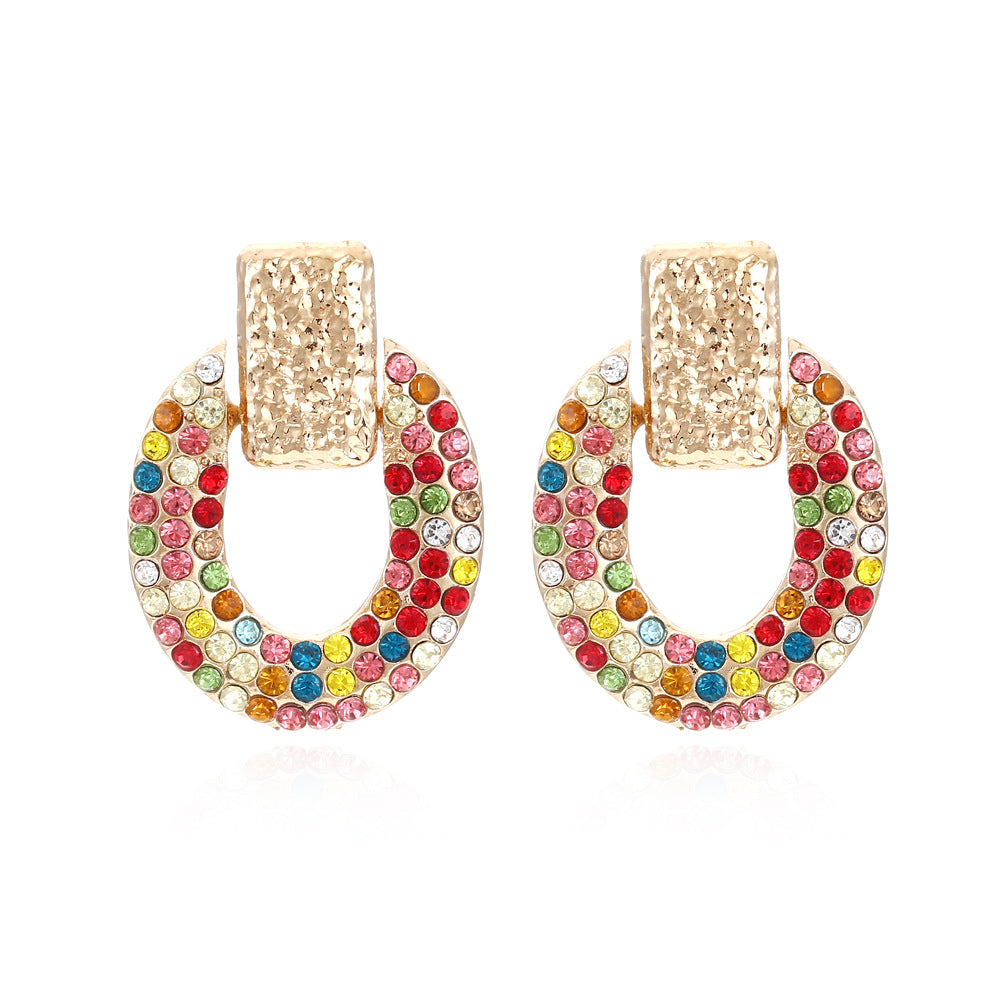 Wholesale Oval Diamond Alloy Earrings