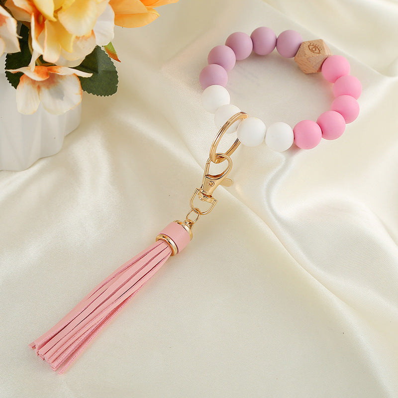 Wholesale Silicone Beaded Wrist Keychain
