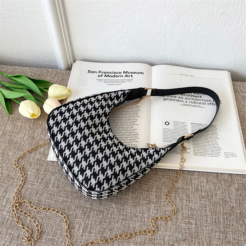 Wholesale Pu Checkerboard Baguette Underarm Bag