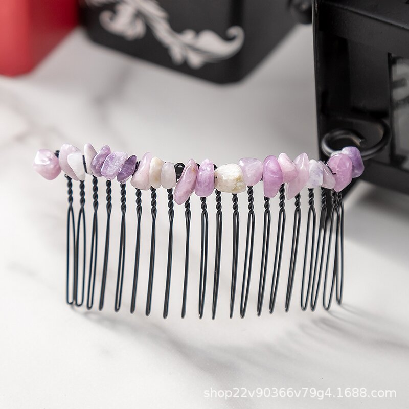 Wholesale Gravel Crystal 20 Teeth Black Hair Comb Metal Hair Clips
