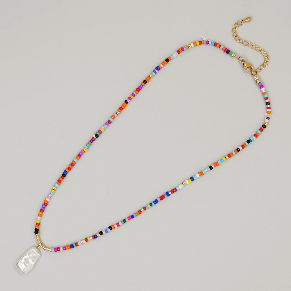 Wholesale Bohemian Seashell Pentagram Heart Daisy Imitation Pearl Necklace