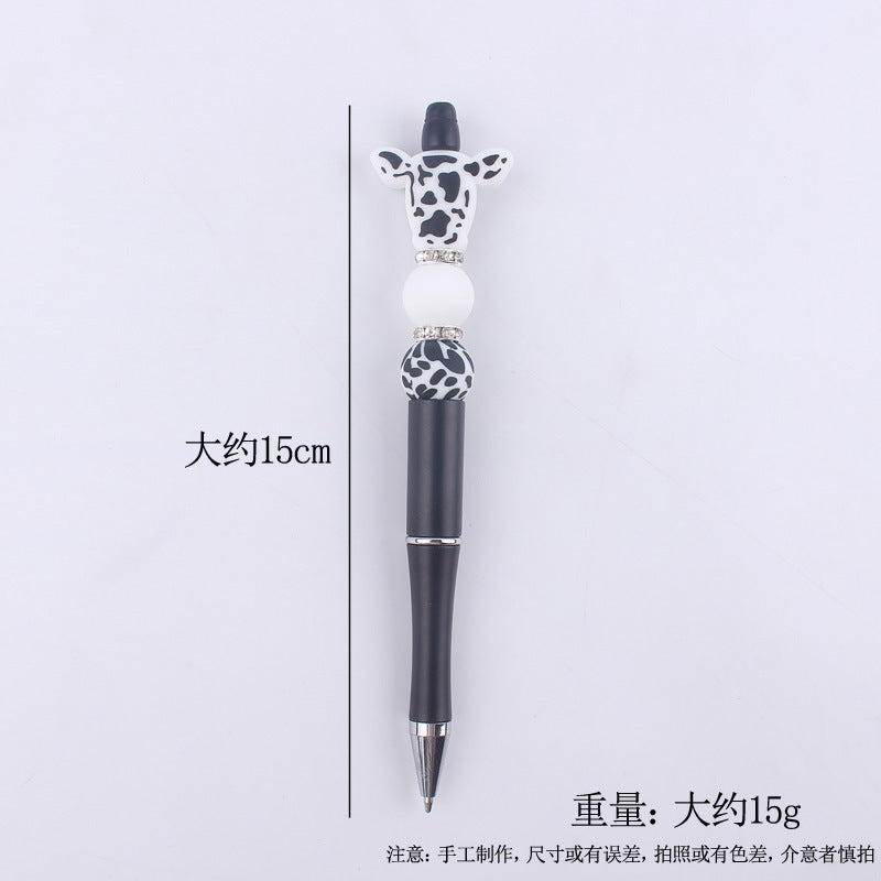 Wholesale Cartoon Cow Head Cow Pattern Silicone Bead Pen