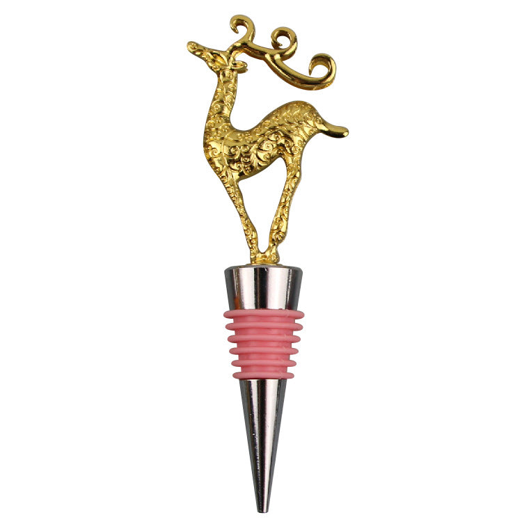 Wholesale DIY Golden Deer Household Zinc Alloy Red Wine Bottle Stoppers
