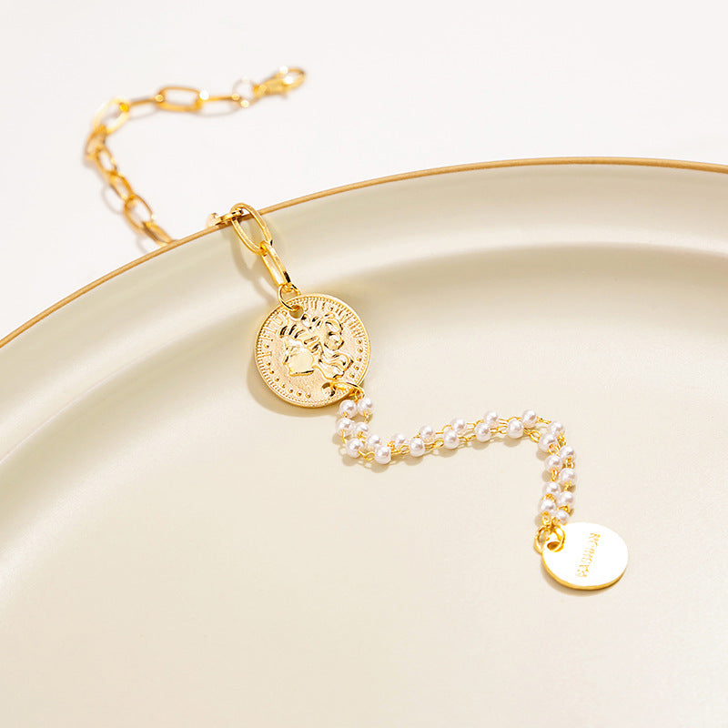 Wholesale Pearl Chain Splicing Titanium Steel Bracelet