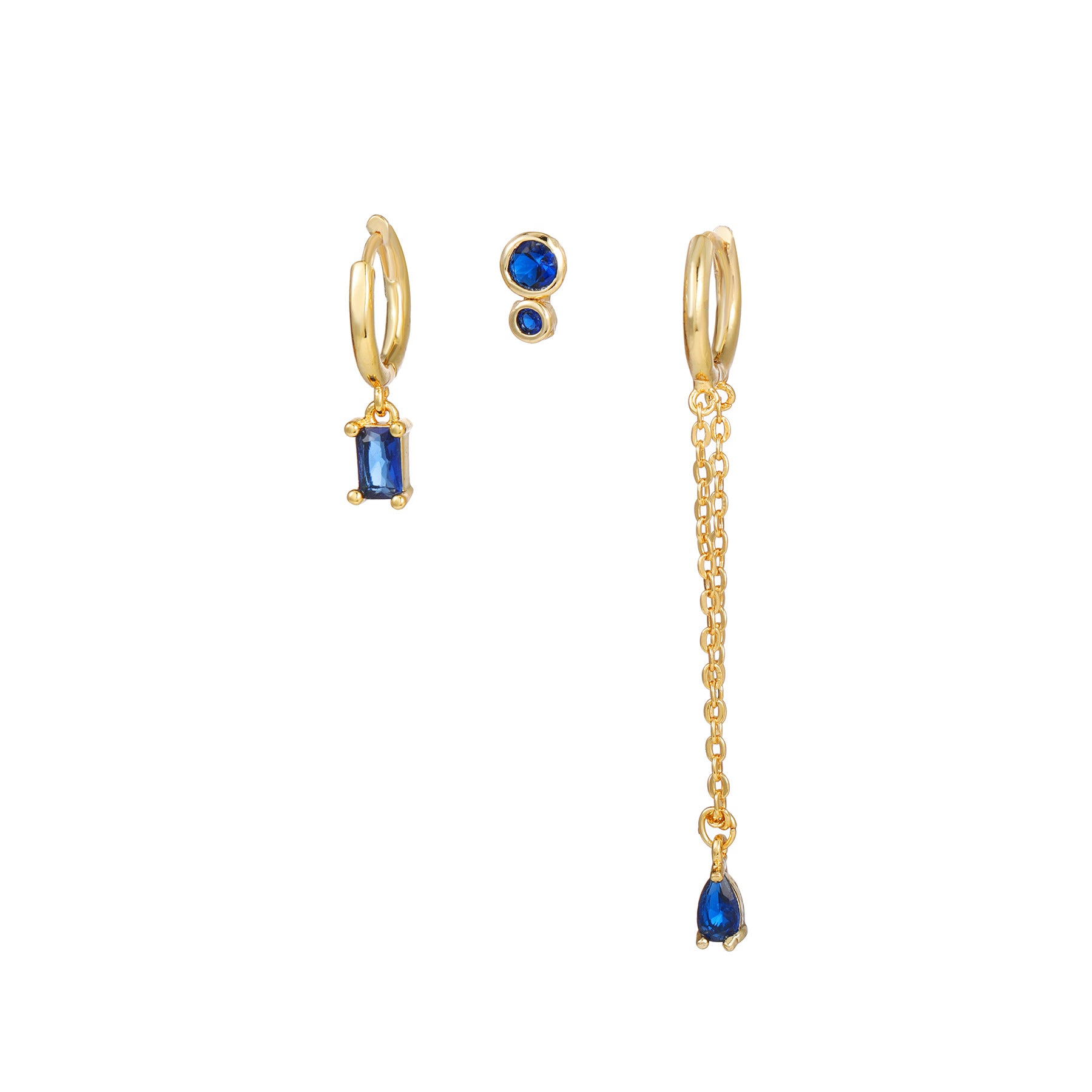 Wholesale Set of Three Micropaved Copper Zirconia Earrings Copper