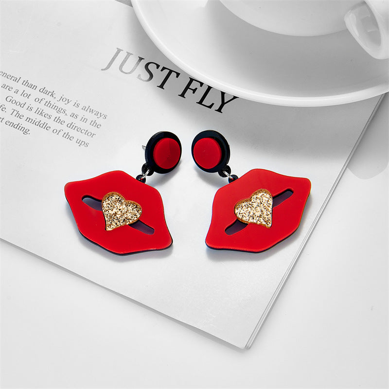 Pendientes De Acrílico De Corazón De Brillo De Dibujos Animados al por mayor