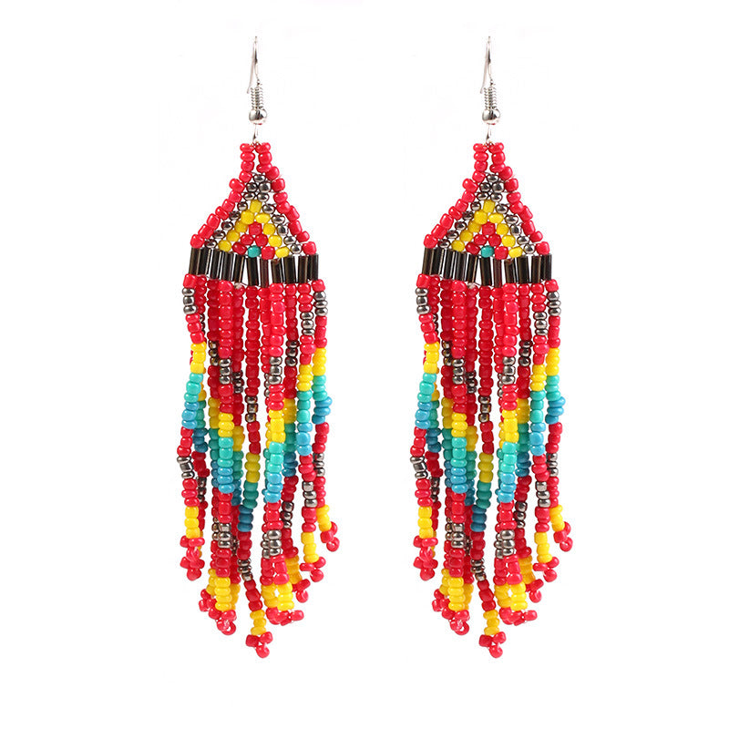 Wholesale Vintage Long Length Multilayer Bead Earrings