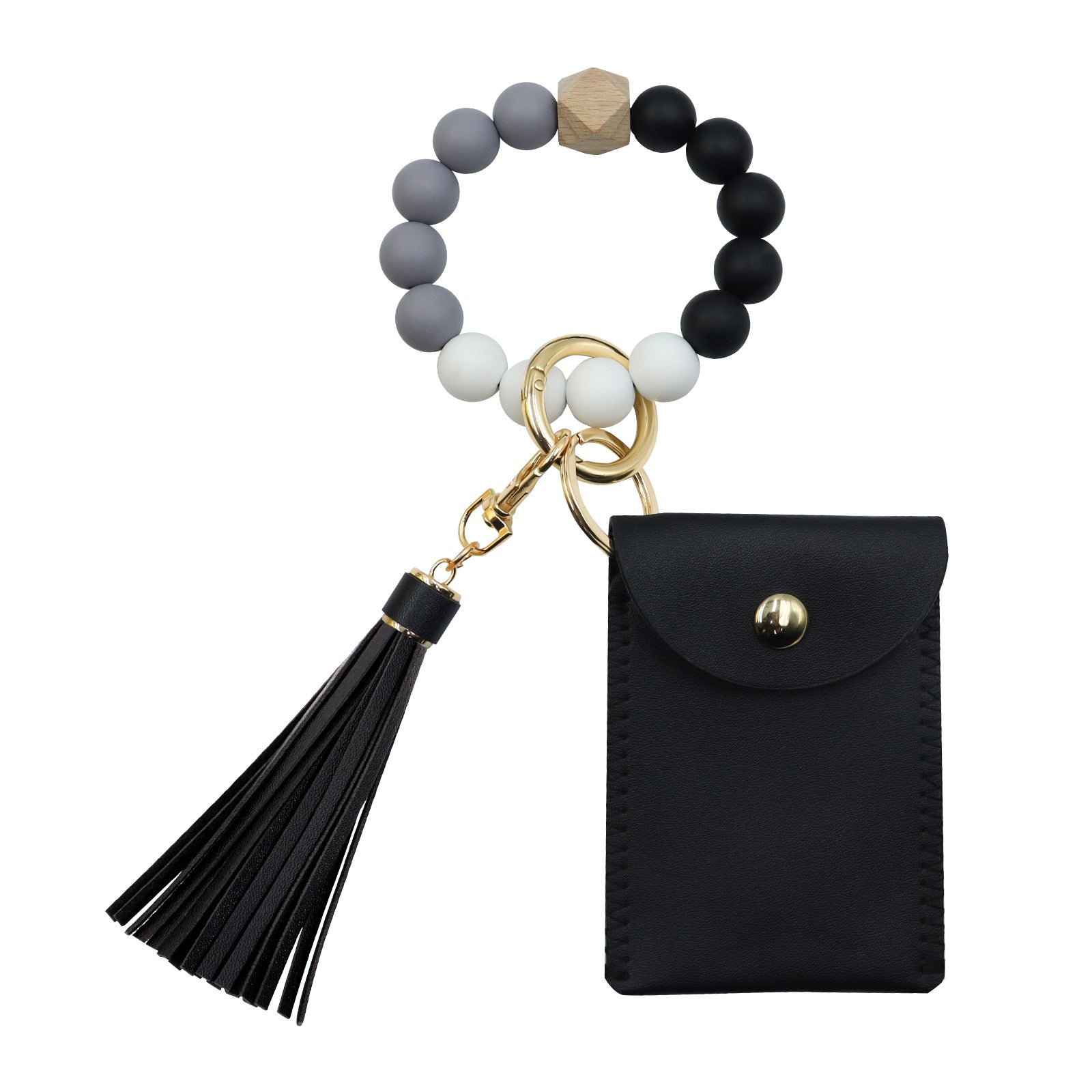 Wholesale Silicone Beaded Tassel Card Holder wrist keychain