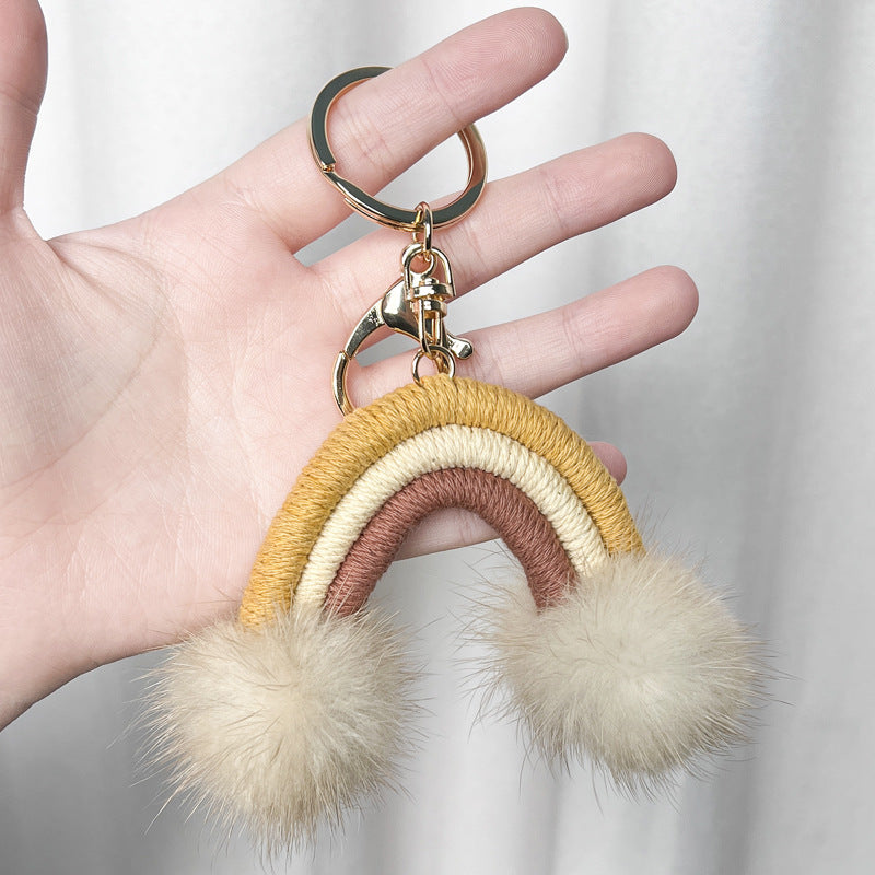 Wholesale Hair Ball Rainbow Cloud Car Keychains