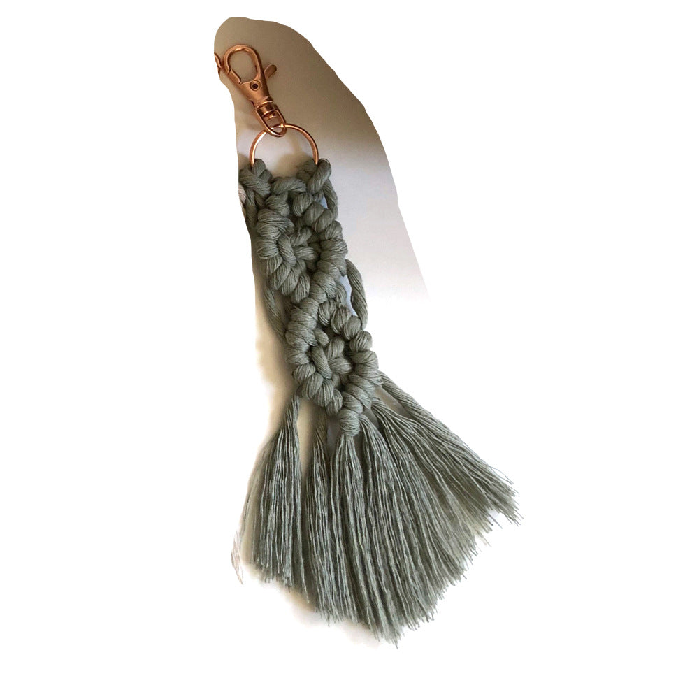 Venta al por mayor Llavero tejido a mano de metal con cordón