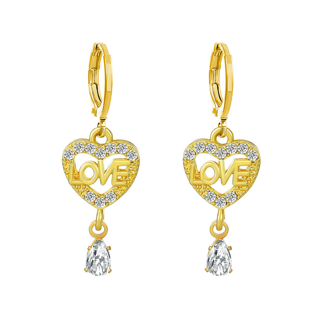 Wholesale Metal Geometric Alphabet Heart Alloy Earrings