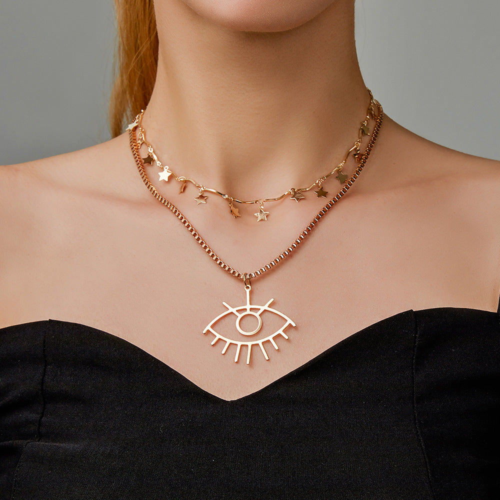 Wholesale Alloy Zhang Double Layer Devil Eye Necklace
