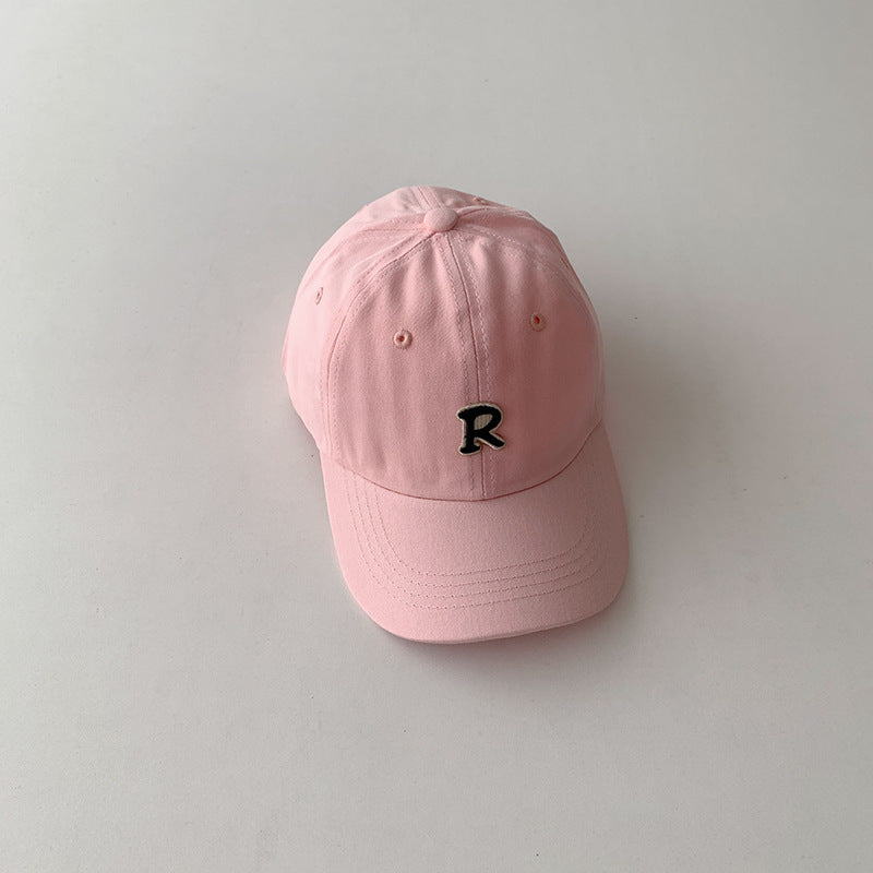 Gorra de béisbol de algodón con letra R simple para niños al por mayor