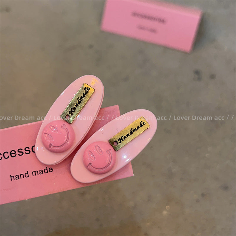 Wholesale Pink Rhinestone Letter Love Mix Material Hair Clips