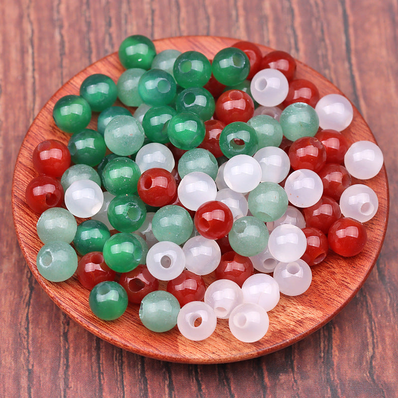 Wholesale 8MM Large Hole Red White Green Onyx Beads