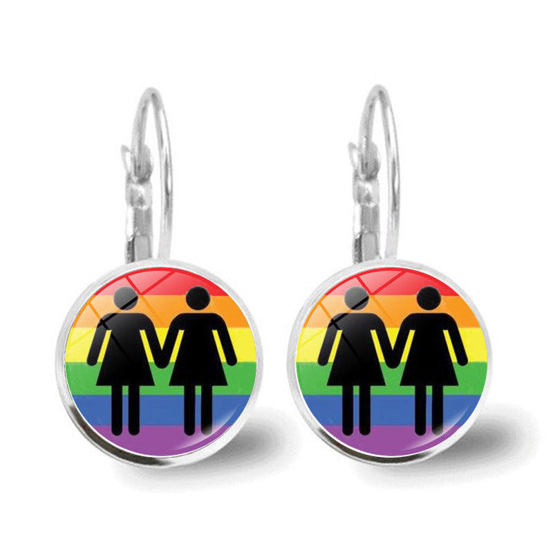 Wholesale Rainbow Round Alloy Earrings