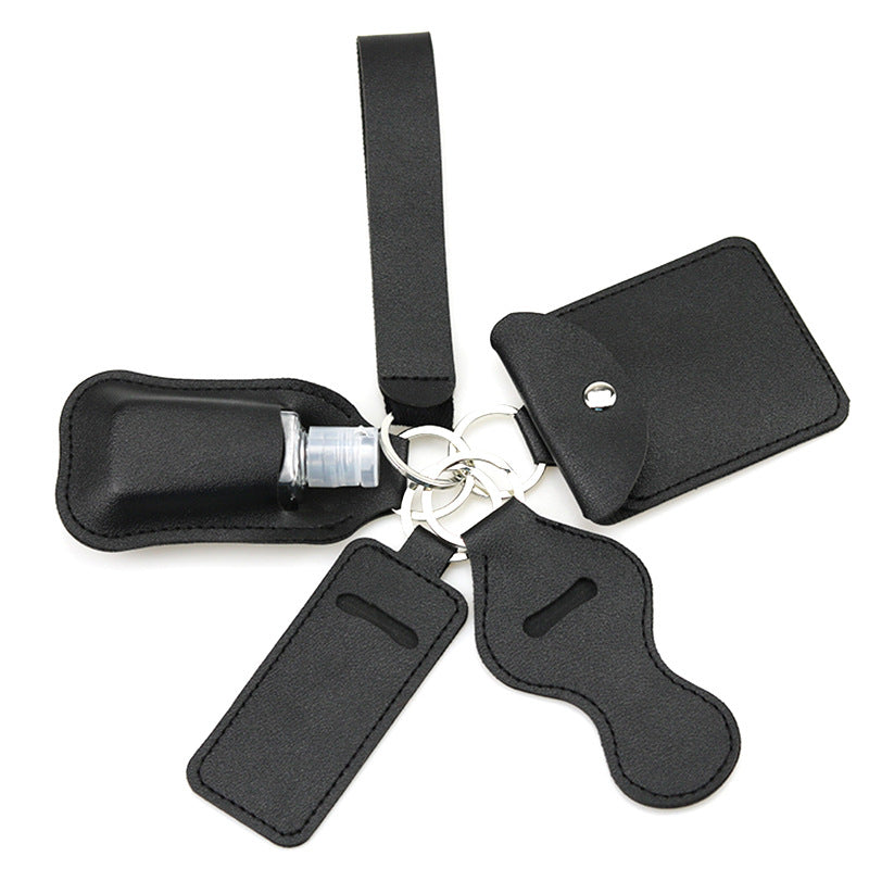 Wholesale PU Hand Sanitizer Bottle Leather Case Keychain