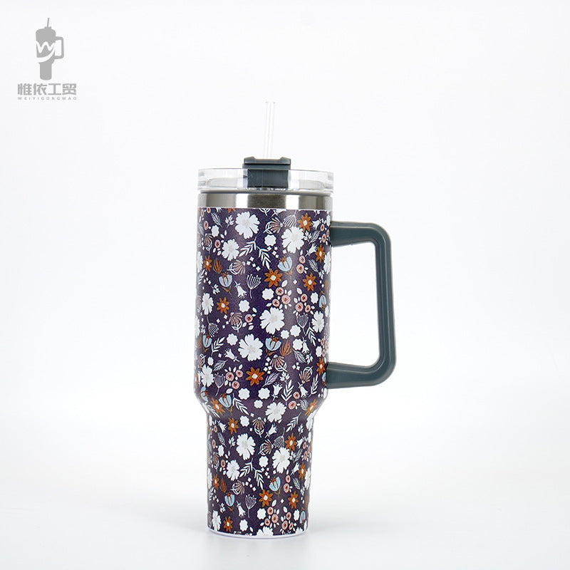 Wholesale 40oz Stainless Steel Western Style Aztec Leopard Print Car Straw Cup Ice Bullies Cup