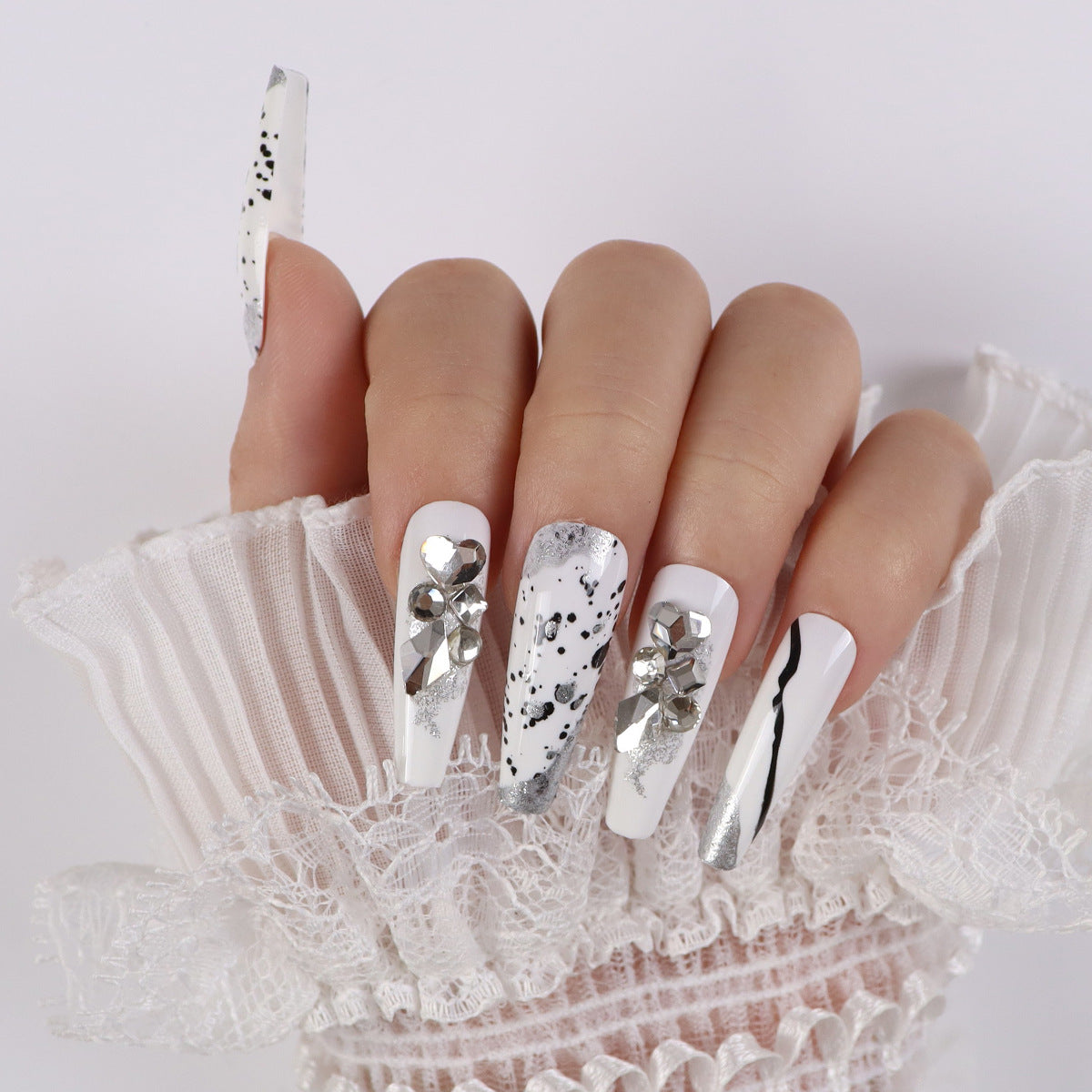 Parches de mejora de uñas largas de plástico de plástico de 24 piezas al por mayor