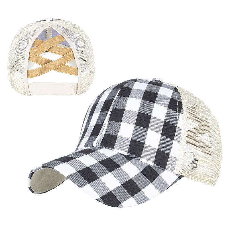 Wholesale Aztec Crossover Elastic Mesh Ponytail Polyester Baseball Hat