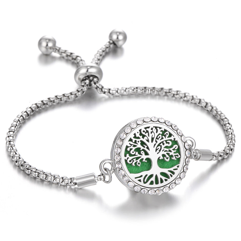 Wholesale Stainless Steel Tree of Life Hollow Aromatherapy Bracelet