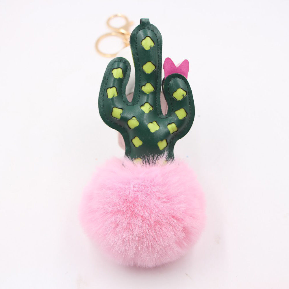 Wholesale Cactus Alloy Fur Ball Keychain