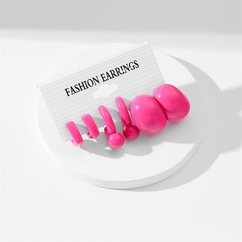 Wholesale Solid Color Flower Acrylic Earrings Set