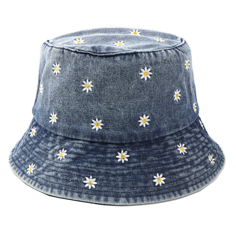 Comercio al por mayor de algodón pequeño bordado de crisantemo sombrero de cubo