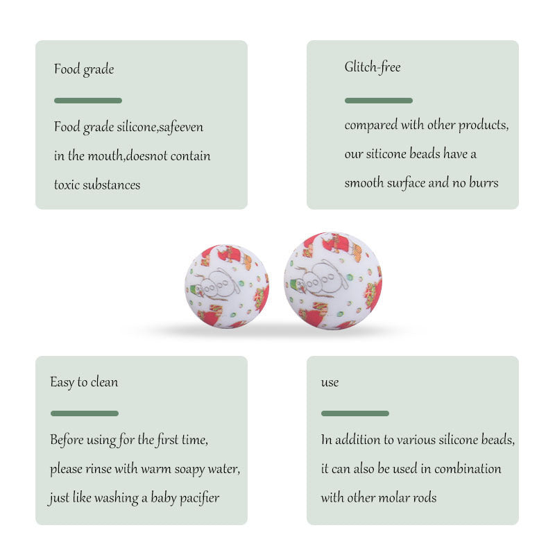 Venta al por mayor 10PCS 12/15MM Cuentas de silicona de Navidad