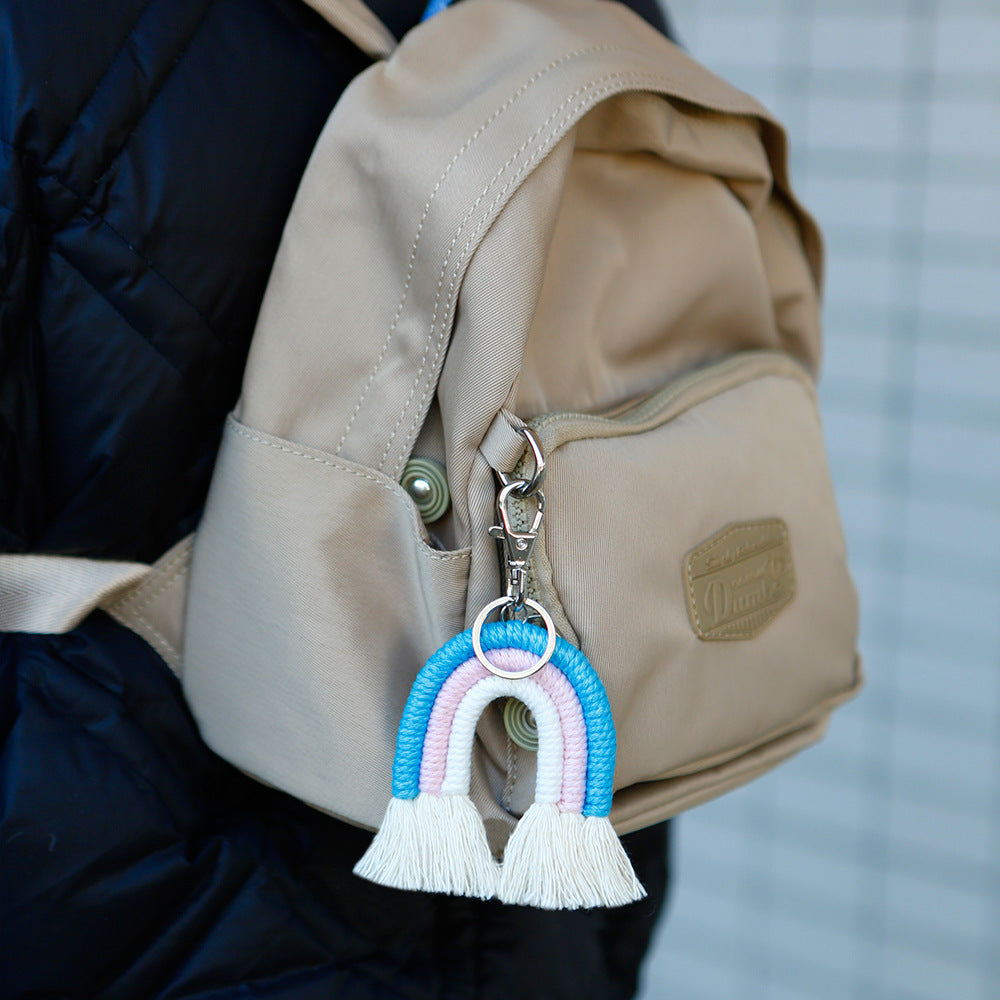 Venta al por mayor Llaveros de hilo bohemio arcoíris hechos a mano al por mayor