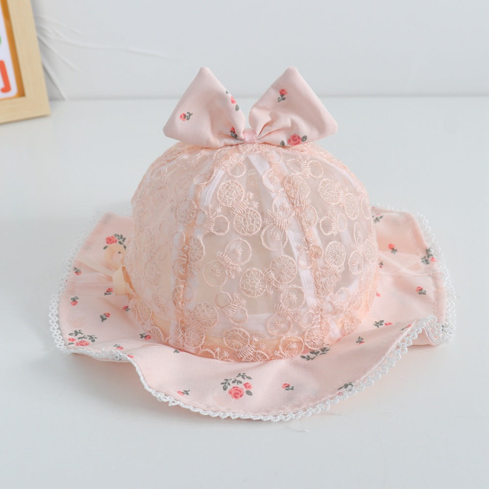 Wholesale Sun Hat Lace Bow Kids Cotton Bucket Hat