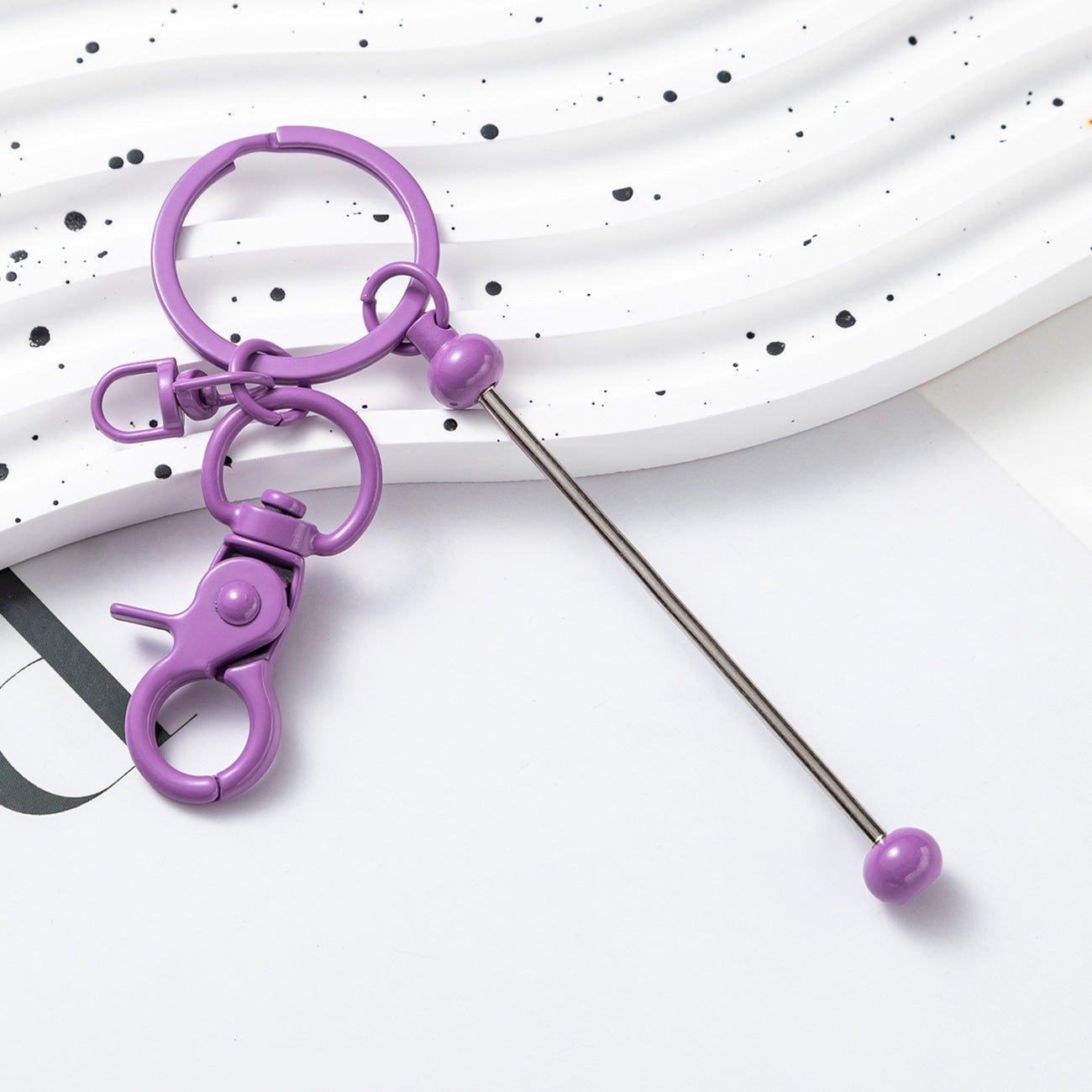 Wholesale Beadable Bar Keychains Handmade Metal Solid Color Keychain