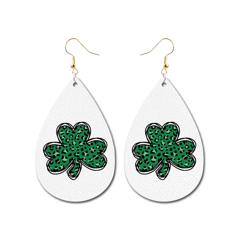 Venta al por mayor 3 pares/paquete de aretes de cuero del día de San Patricio