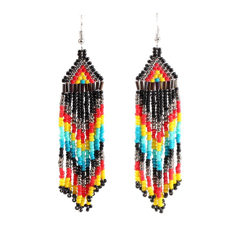 Wholesale Vintage Long Length Multilayer Bead Earrings